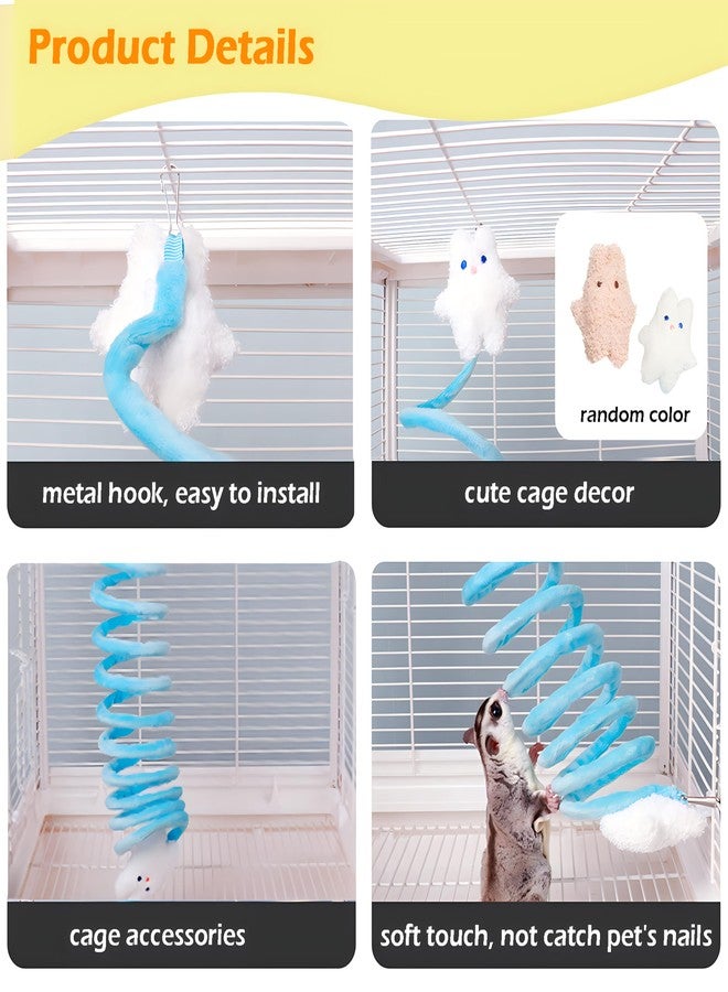 Jevnd Sugar Glider Toys, Elastic Sugar Glider Climbing Ropes, Hanging Sugar Cage Accessories, Rat Enrichment Climbing Toys, Soft Touch Small Pet Swing Toy (2pcs Blue & Yellow) - Image 5